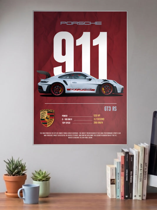Porsche 911 Night Drive Cars Poster