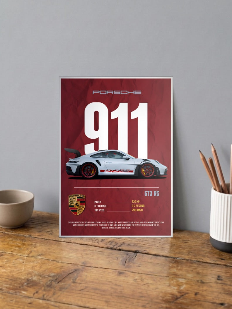 Porsche 911 Night Drive Cars Poster