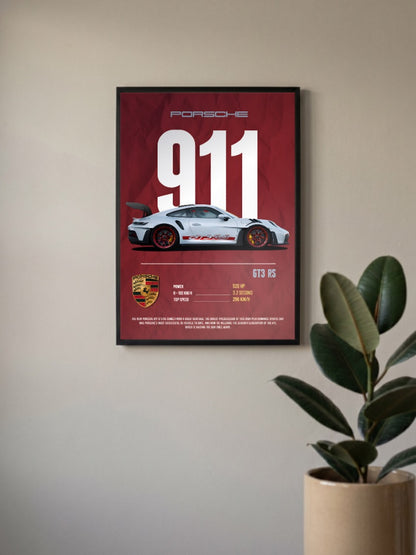 Porsche 911 Night Drive Cars Poster