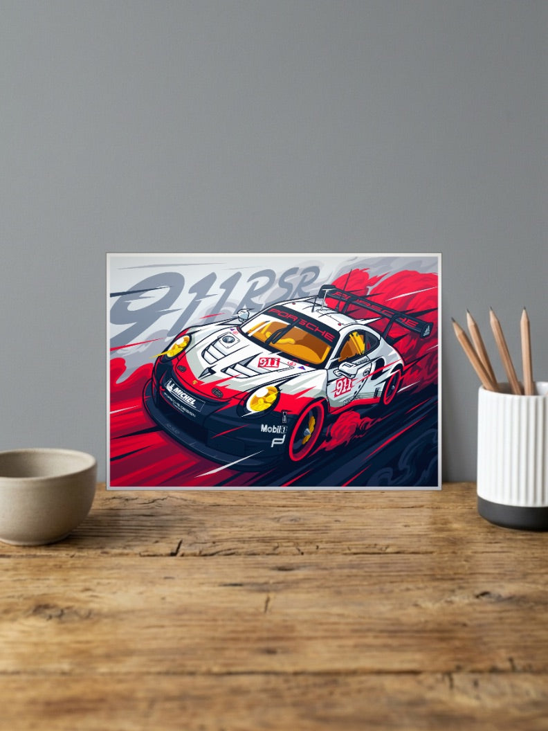 Porsche 911 RSR Car Poster