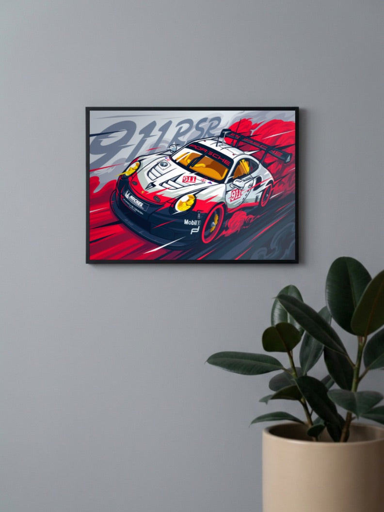 Porsche 911 RSR Car Poster