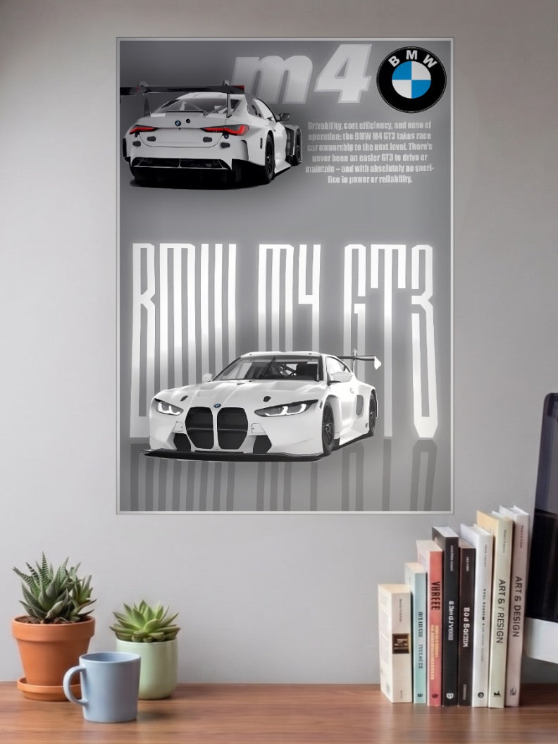 BMW M4 GT3 Track Born Cars Poster