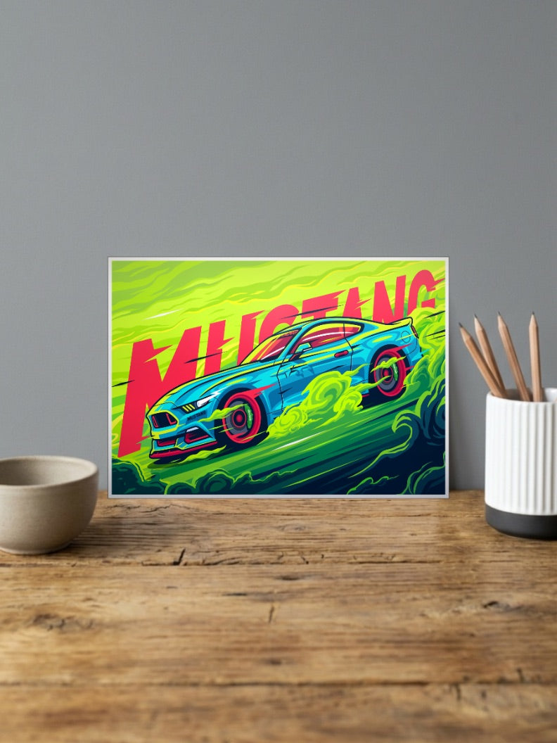 Street Style Ford Mustang GT Car Poster