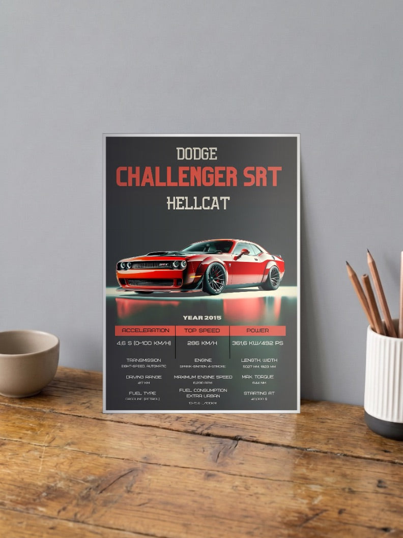 Dodge Challenger SRT Hellcat American Muscle Cars Poster