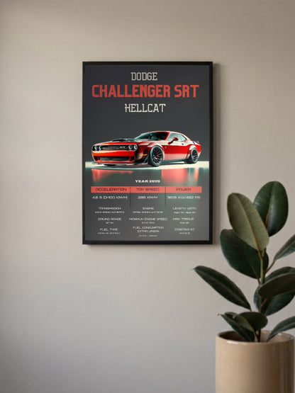 Dodge Challenger SRT Hellcat American Muscle Cars Poster
