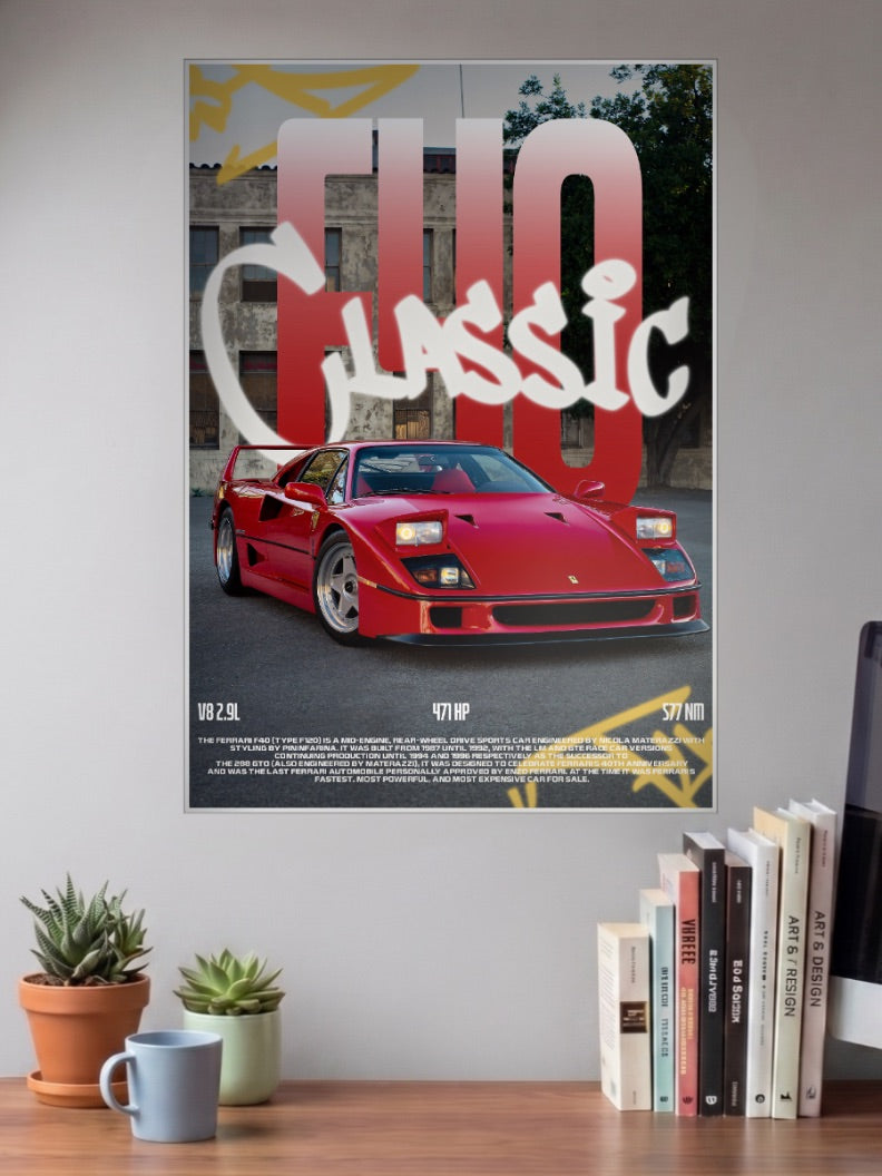 Ferrari F40 Grip and Go Cars Poster