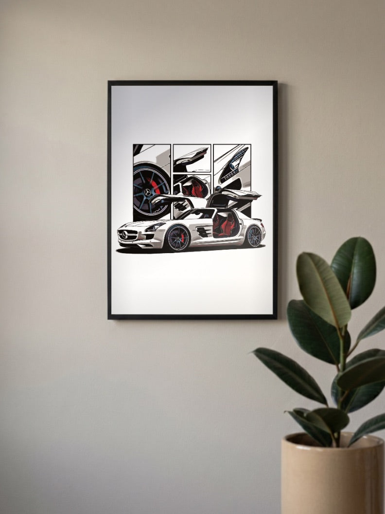 BMW SLS AMG Car Poster