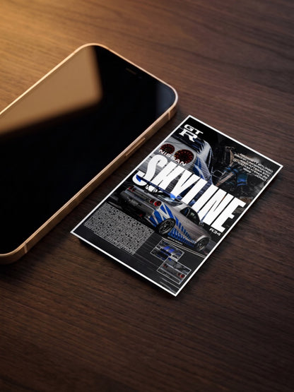 Nissan Skyline r34 gTR Cars Poster