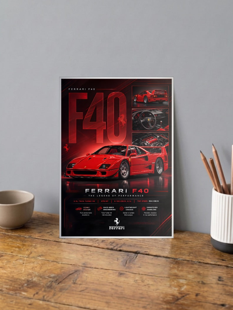 Ferrari F40 Cars Poster