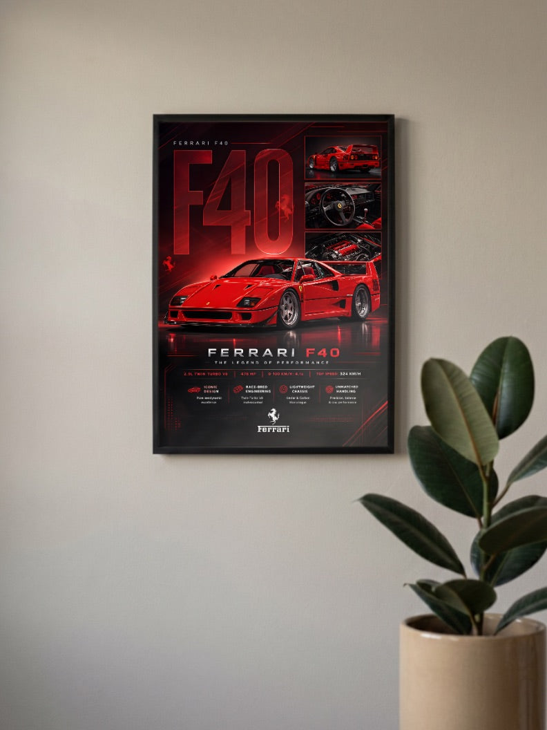Ferrari F40 Cars Poster