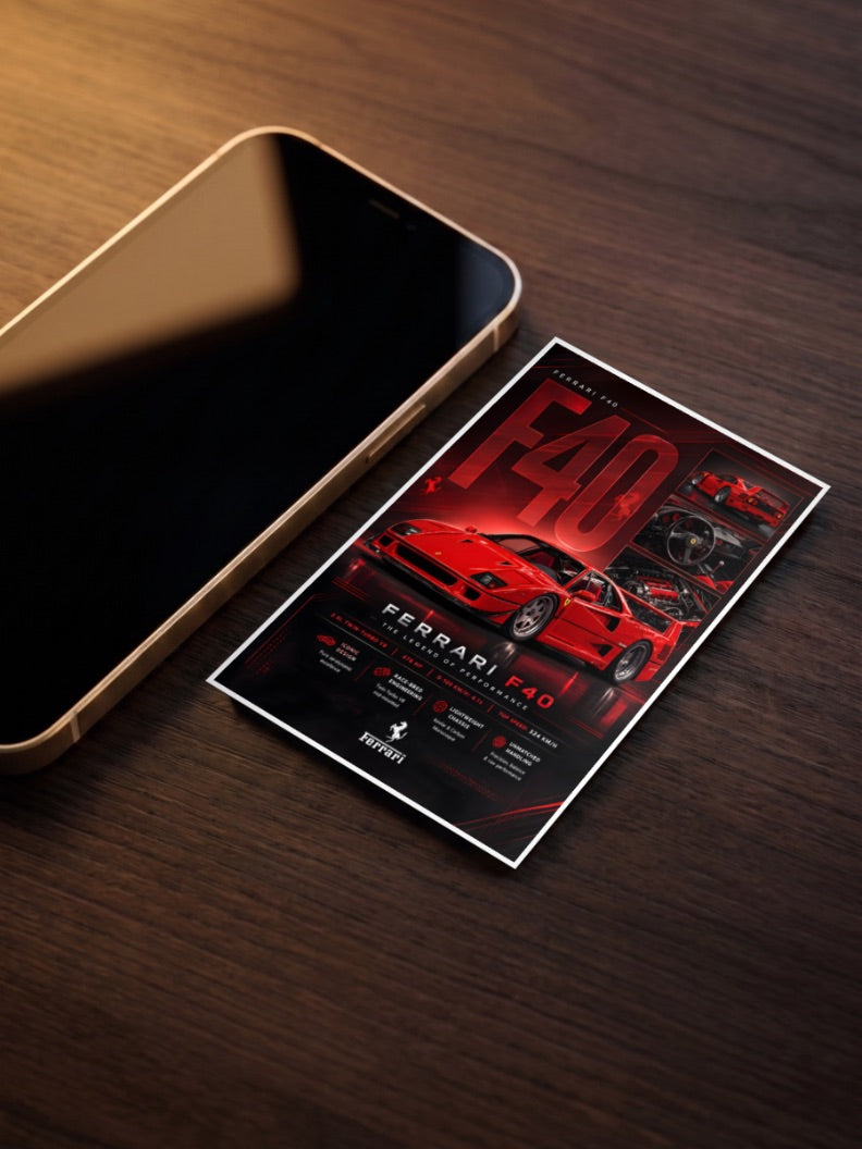 Ferrari F40 Cars Poster
