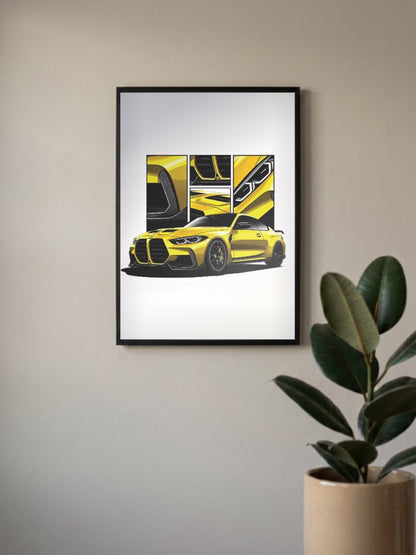 BMW M4 Car Poster