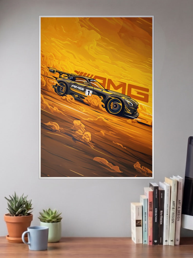 Animated BMW AMG Car Poster