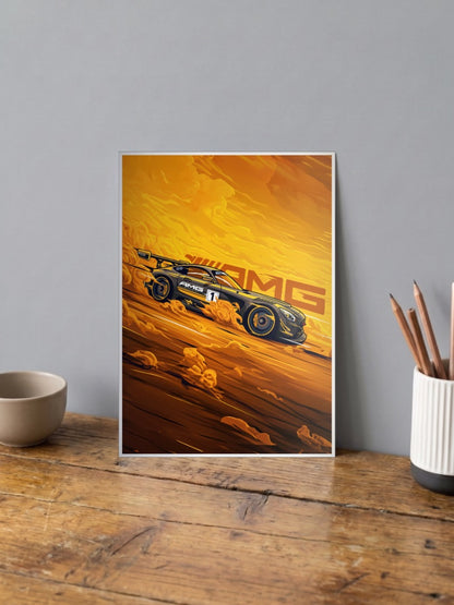 Animated BMW AMG Car Poster