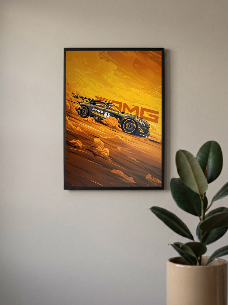 Animated BMW AMG Car Poster