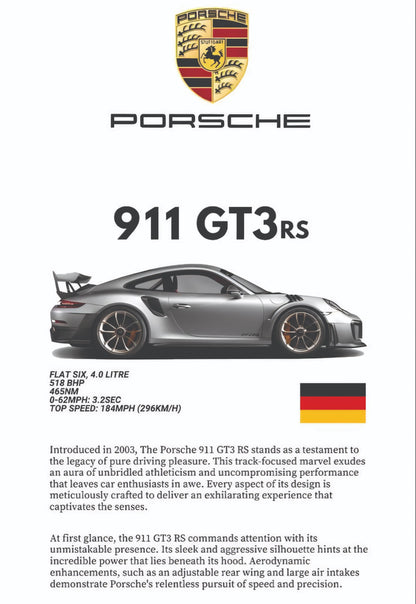 Porsche 911 GT3RS Car Poster