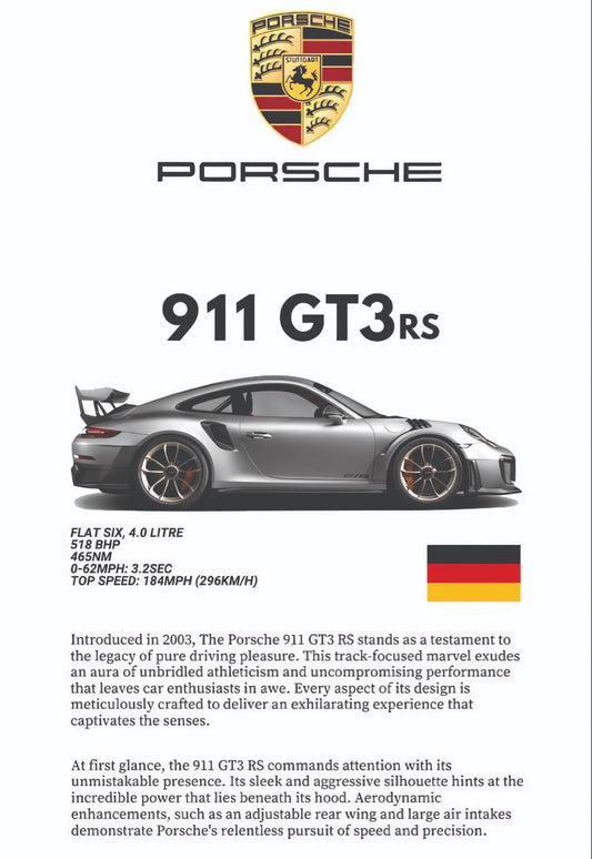 पोर्श 911 GT3RS कार पोस्टर