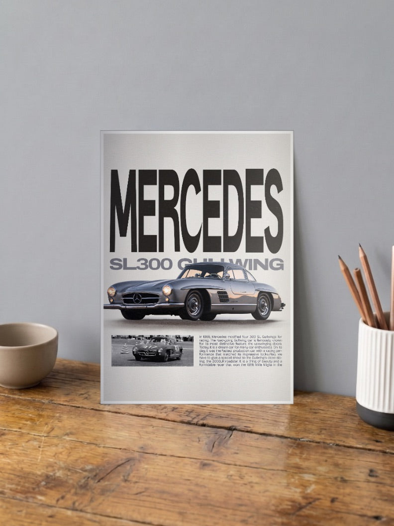 Mercedes SL 300 Gullwing Cars Poster