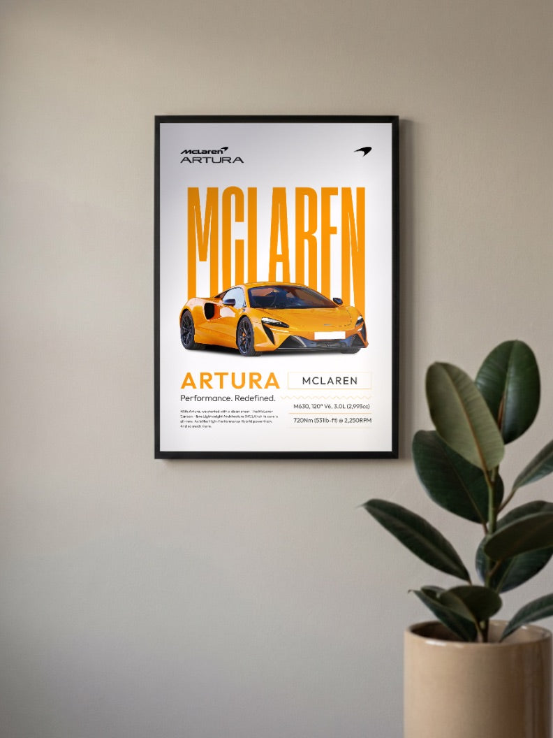 McLaren Artura Papaya Rocket Cars Poster