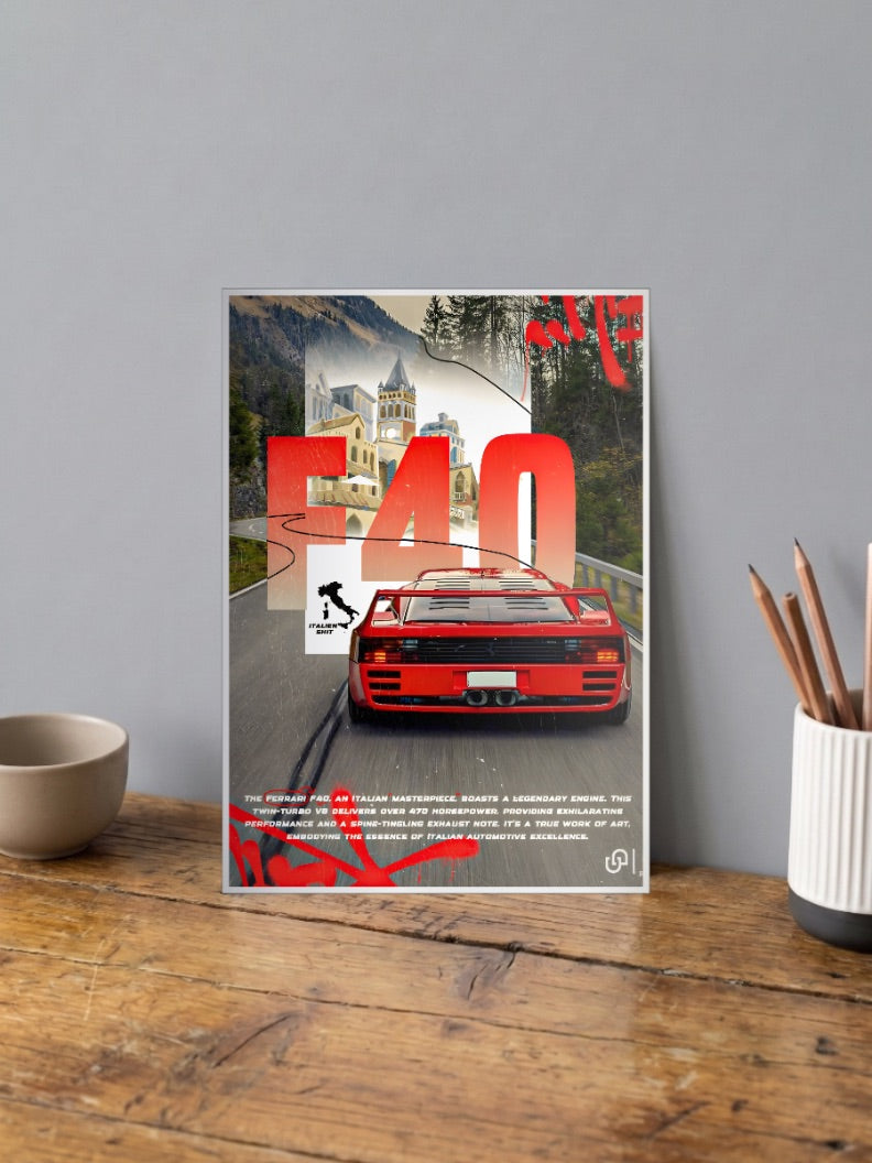F40 Ferrari Cars Poster