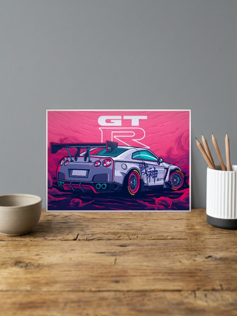 Nissan GTR Car Landscape Poster