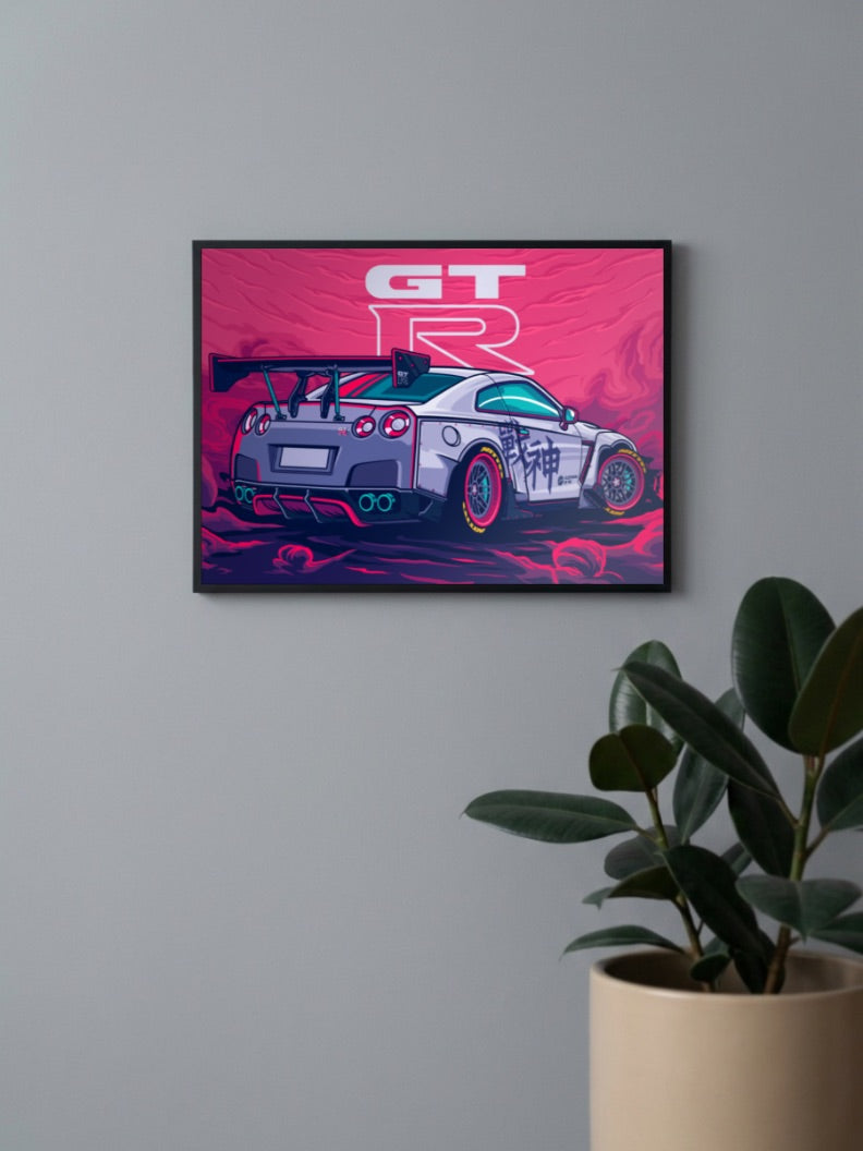 Nissan GTR Car Landscape Poster