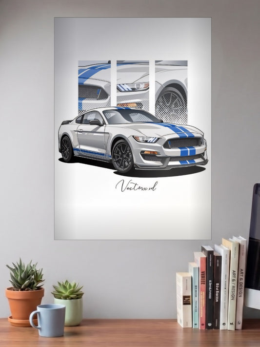 Ford Mustang Stampede Mode Cars Poster