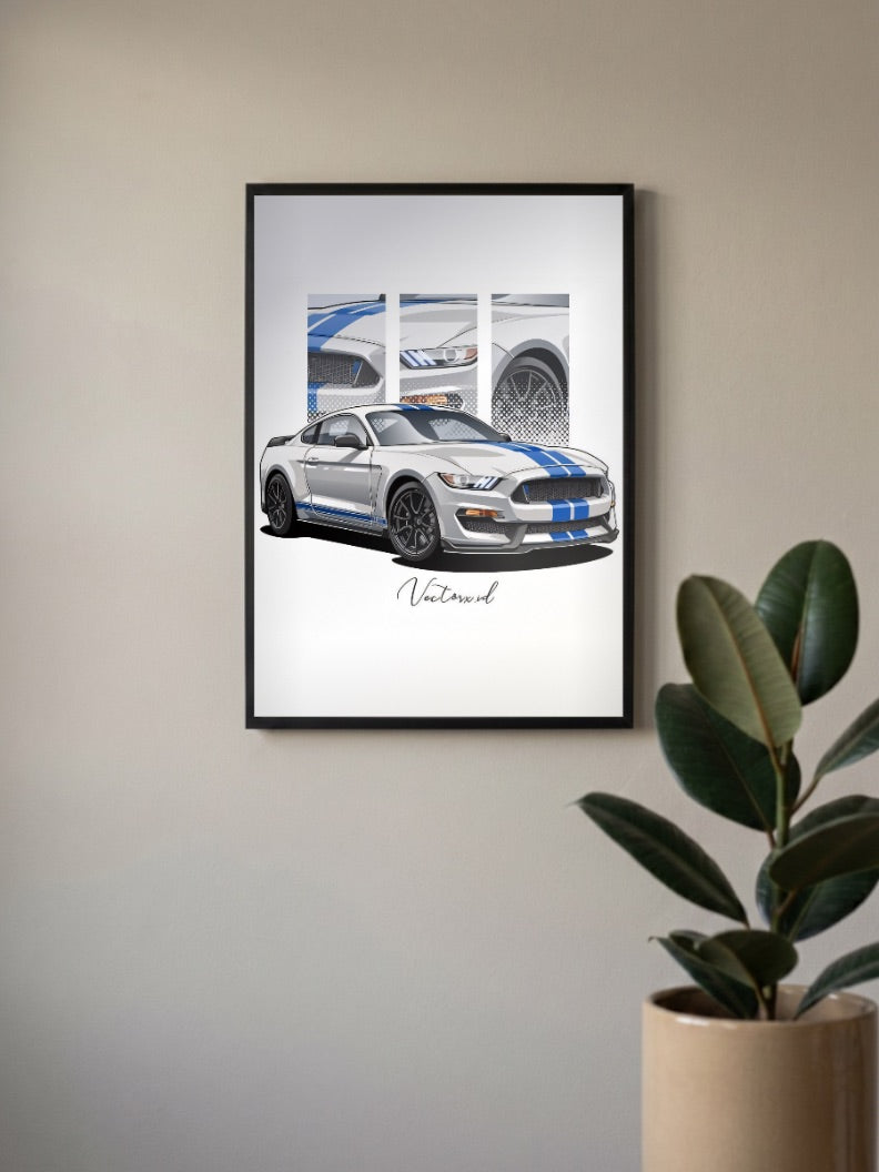 Ford Mustang Stampede Mode Cars Poster