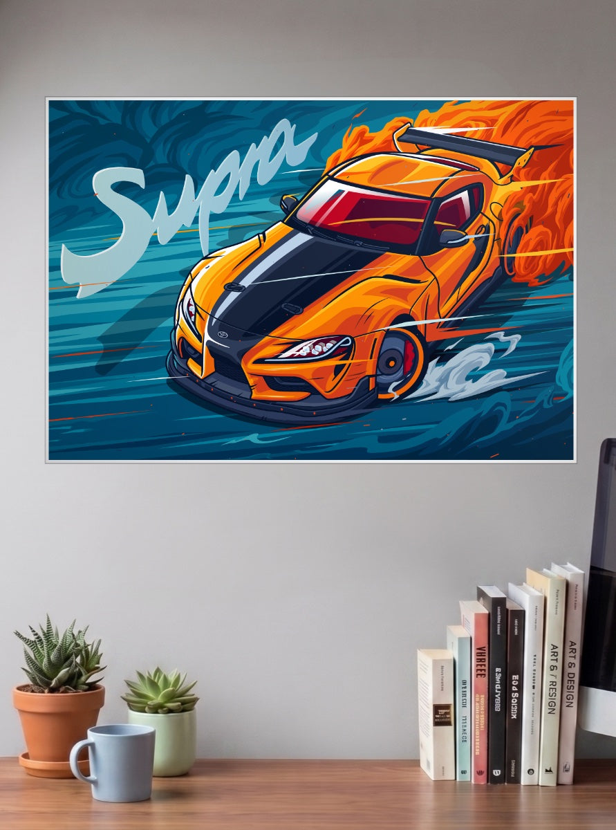 Toyota Supra Orange Art Cars Poster
