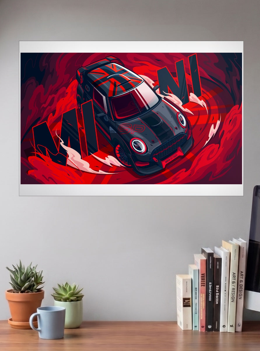 Mini Cooper Red Art Cars Poster