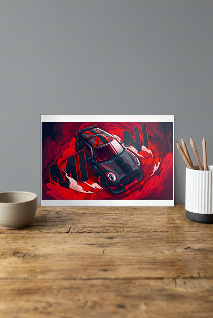 Mini Cooper Red Art Cars Poster