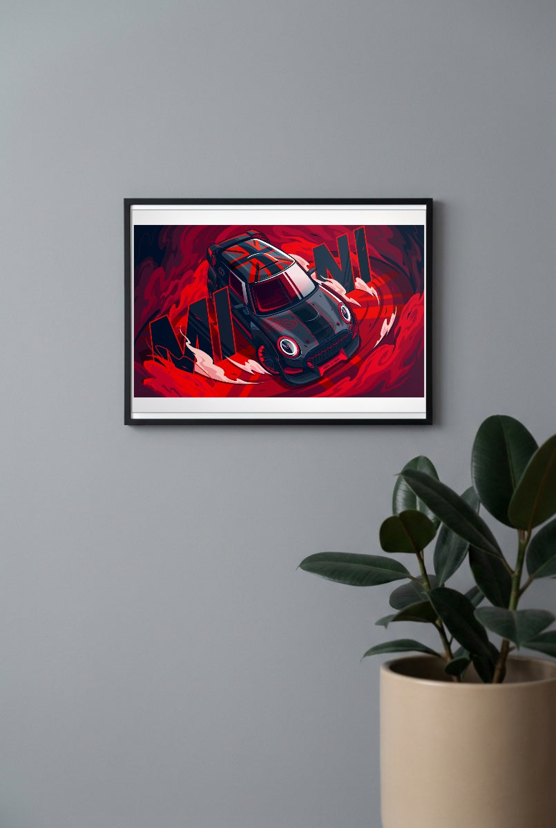 Mini Cooper Red Art Cars Poster