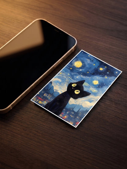 Starry Cat Van Gogh Abstract Poster