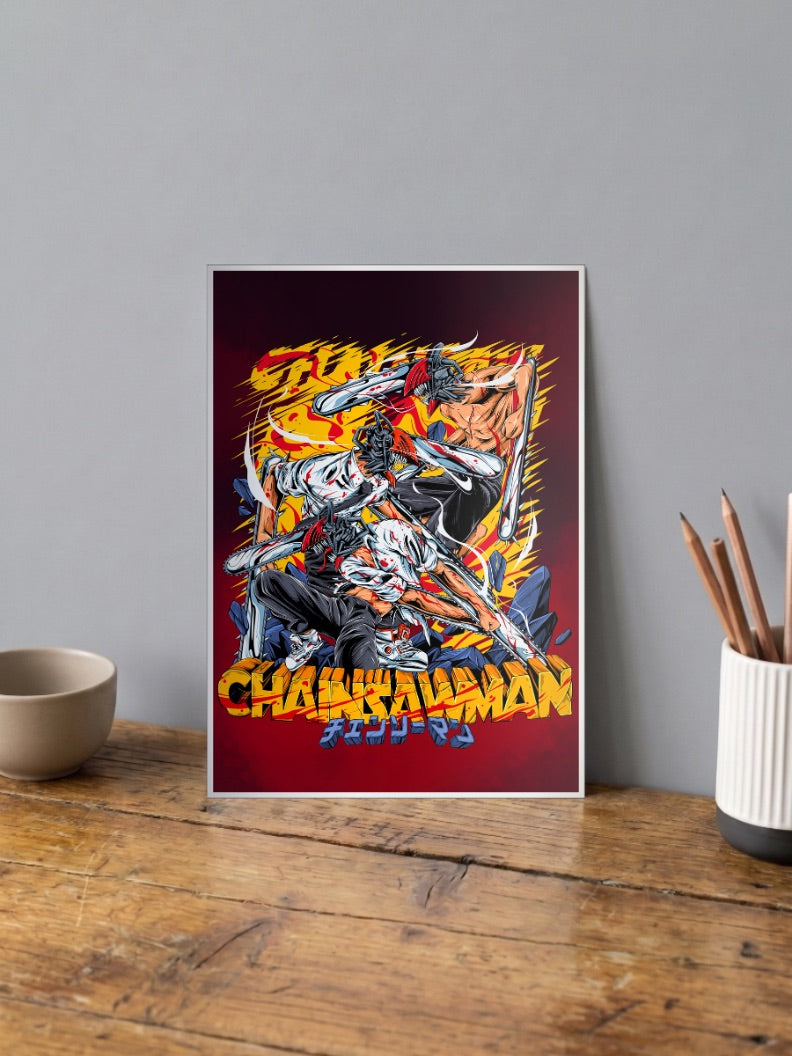 Chainsaw Man Spill Art Poster