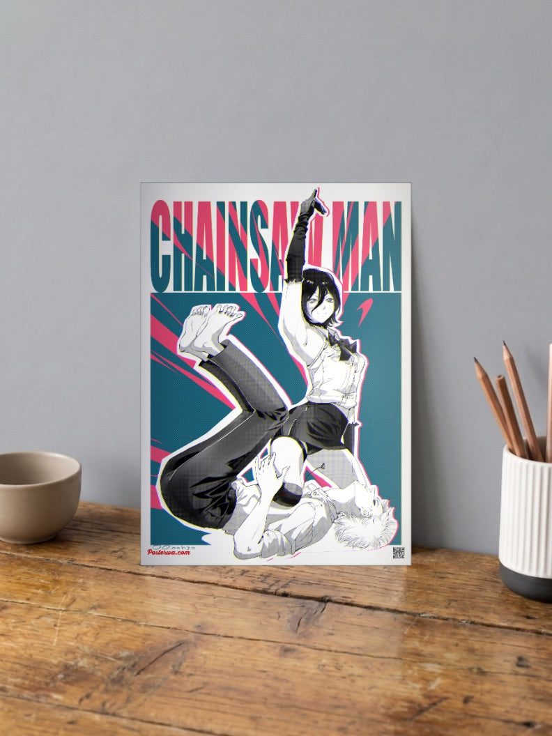 Reze and Denji Chainsaw Man Anime Poster