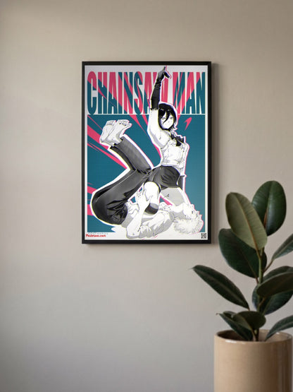 Reze and Denji Chainsaw Man Anime Poster