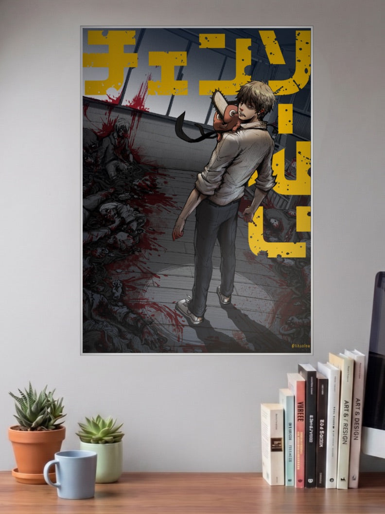 Denji Chainsaw Rampage Chainsaw Man Anime Poster