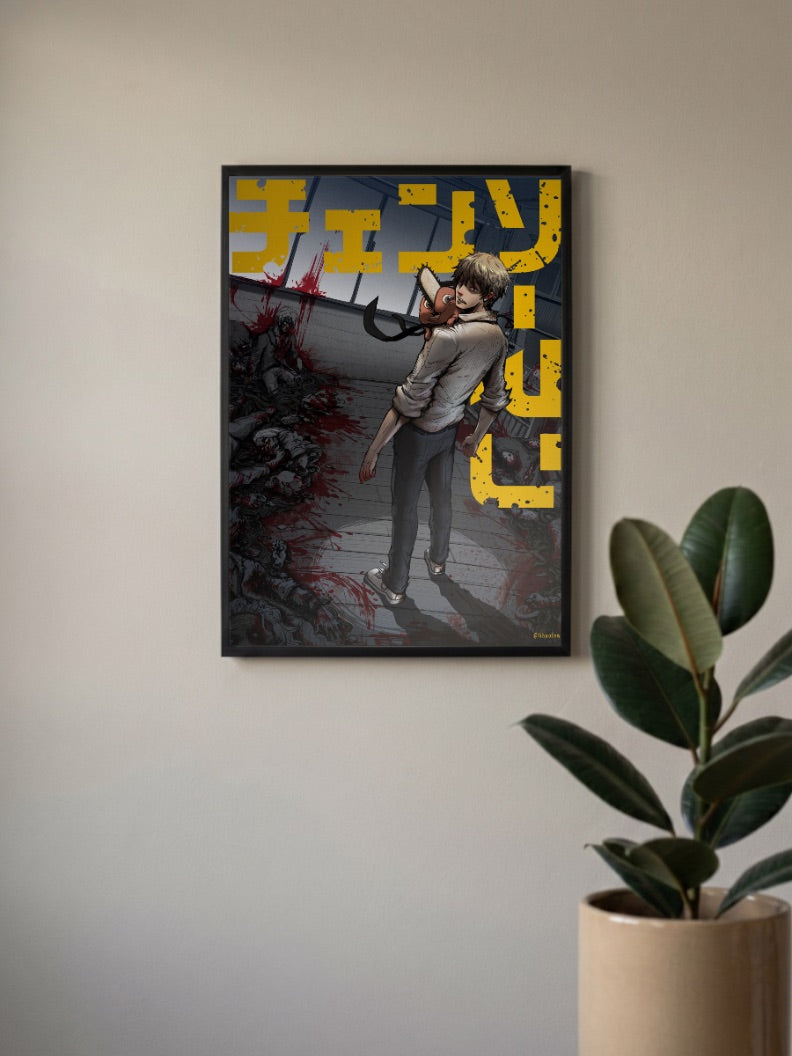 Denji Chainsaw Rampage Chainsaw Man Anime Poster