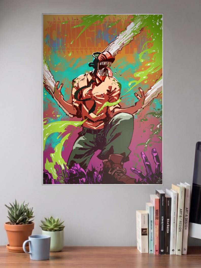 Denji Chainsaw Head Chainsaw Man Anime Poster