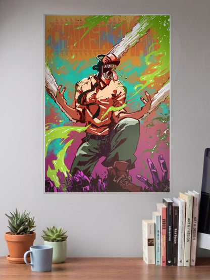 Denji Chainsaw Head Chainsaw Man Anime Poster