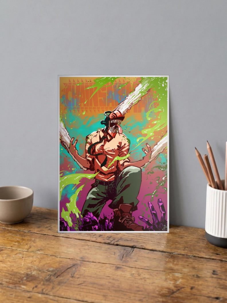 Denji Chainsaw Head Chainsaw Man Anime Poster