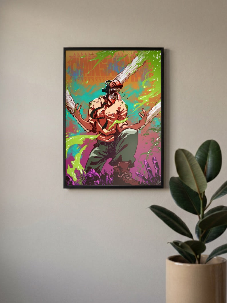 Denji Chainsaw Head Chainsaw Man Anime Poster