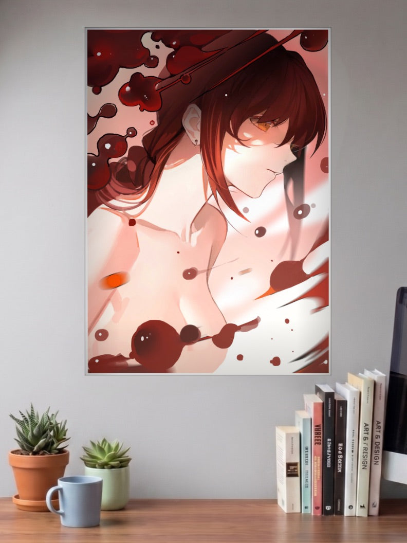 Makima Blood Red Chainsaw Man Anime Poster