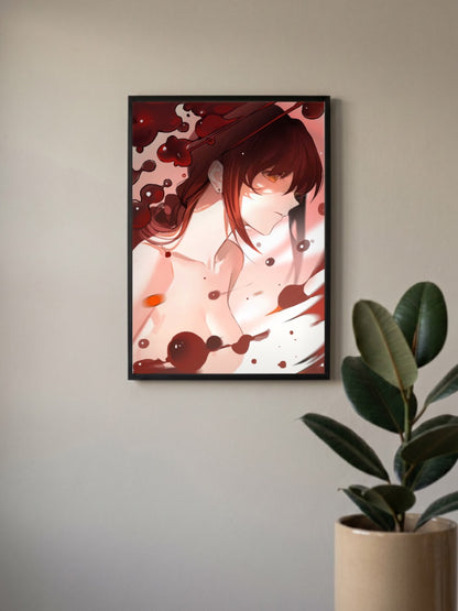 Makima Blood Red Chainsaw Man Anime Poster