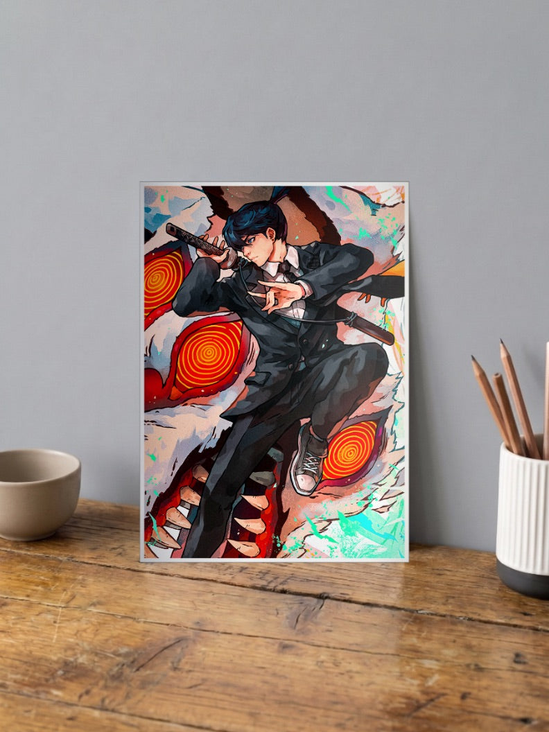 Aki Hayakawa Sword Chainsaw Man Anime Poster