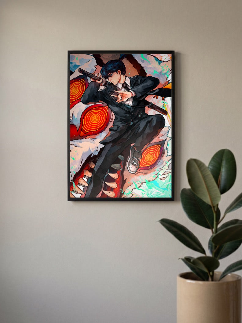 Aki Hayakawa Sword Chainsaw Man Anime Poster