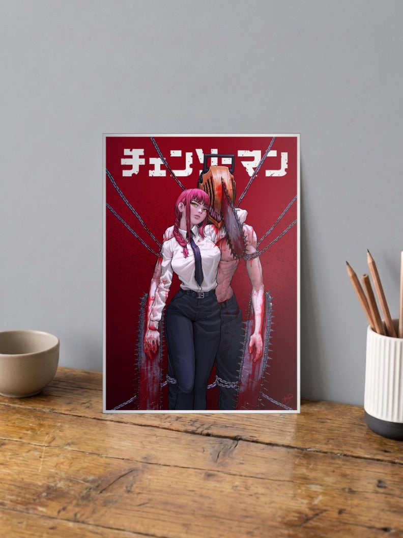 Makima Blood Scene Chainsaw Man Anime Poster