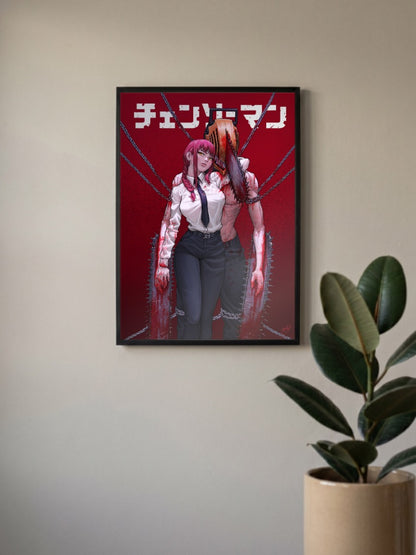 Makima Blood Scene Chainsaw Man Anime Poster