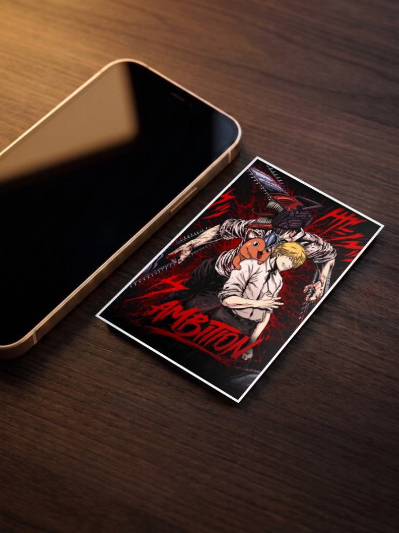 Denji and Pochita Chainsaw Man Anime Poster