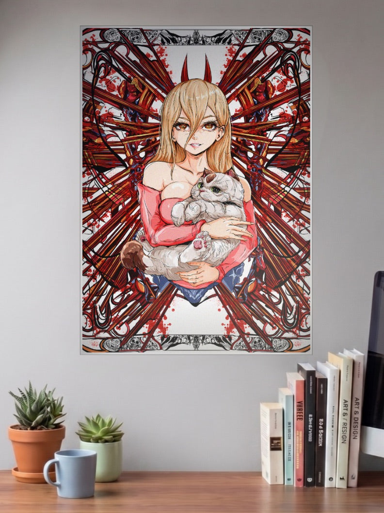 Power and Meowy Chainsaw Man Anime Poster